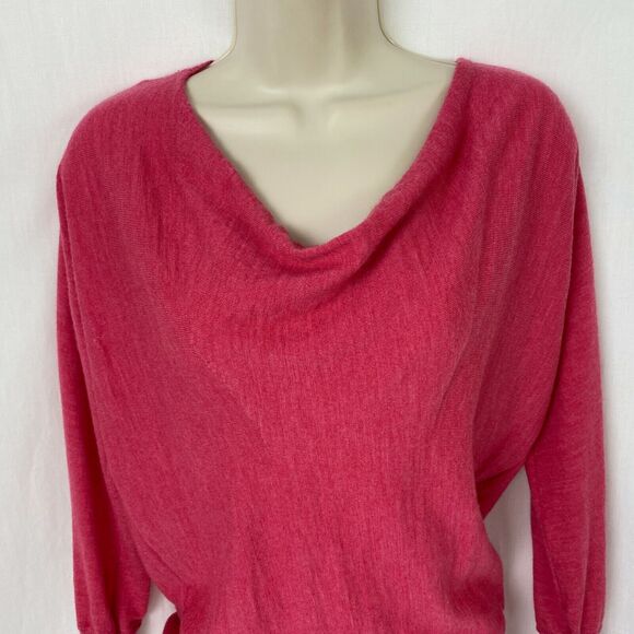 Talbots Pure Merino Wool Sweater Womens MP Medium Petite Pink Waterfall Neckline - Picture 2 of 11